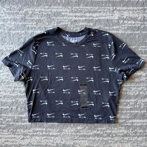 Nike Black All-Over 'Air' Logo cropped Shirt